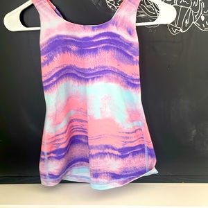 Multi color tank top, built in bra, cross straps in the back
